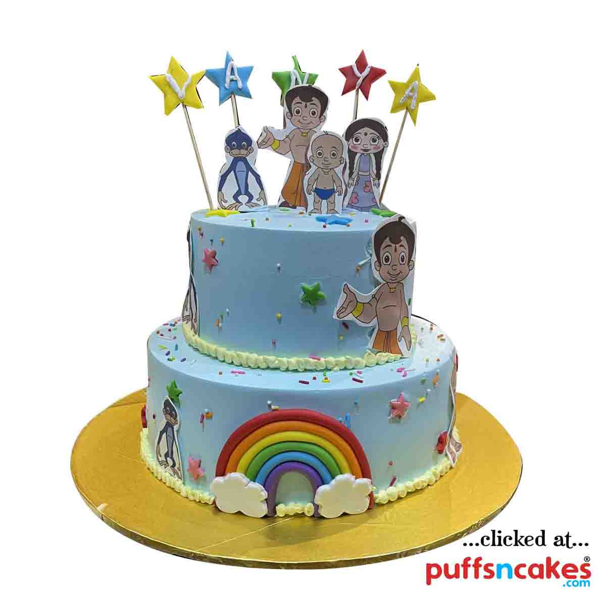 (1756) Chota Bheem Rainbow Theme Tier Cake